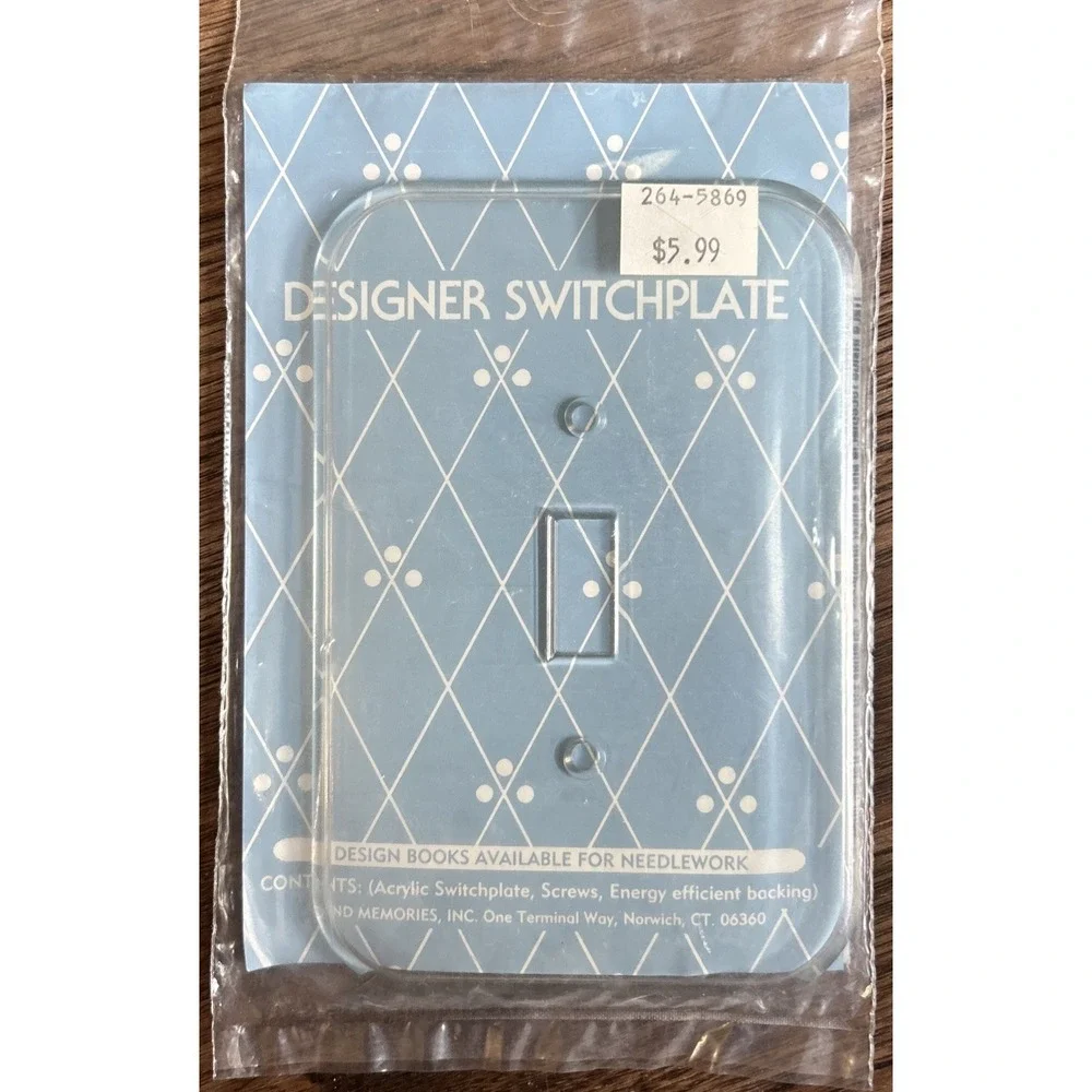 Vintage Fond Memories Designer Acrylic Switchplate Clear NEW Sealed